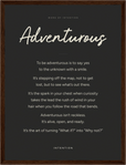 Adventurous Word of Intention Framed print 30x40 cm / 12x16″ Dark wood frame Carbon paper