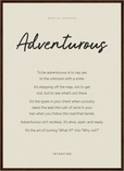 Adventurous Word of Intention Framed print 50x70 cm / 20x28″ Dark wood frame Linen paper