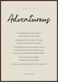 Adventurous Word of Intention Framed print 70x100 cm / 28x40″ Dark wood frame Linen paper