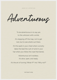 Adventurous Word of Intention Framed print 70x100 cm / 28x40″ White frame Linen paper