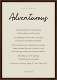 Adventurous Word of Intention Framed print A3 (29.7 x 42 cm) Dark wood frame Linen paper