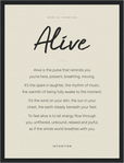 Alive Word of Intention Framed print 30x40 cm / 12x16″ Black frame Linen paper