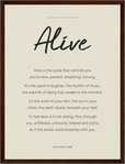 Alive Word of Intention Framed print 30x40 cm / 12x16″ Dark wood frame Linen paper