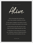 Alive Word of Intention Framed print 30x40 cm / 12x16″ White frame Carbon paper