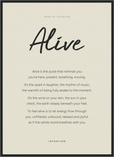 Alive Word of Intention Framed print 50x70 cm / 20x28″ Black frame Linen paper