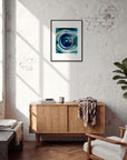Around and Around Framed print 45x60 cm / 18x24″ Black frame in interior