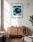 Around and Around Framed print 60x80 cm / 24x32″ Black frame in interior