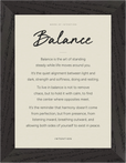 Balance Word of Intention Framed print 13x18 cm / 5x7″ Black frame Linen paper
