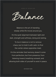 Balance Word of Intention Framed print 21x29.7 cm / 8x12" Black frame Carbon paper