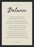 Balance Word of Intention Framed print 21x29.7 cm / 8x12" Black frame Linen paper