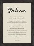 Balance Word of Intention Framed print 21x29.7 cm / 8x12" Black frame Linen paper