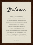 Balance Word of Intention Framed print 21x29.7 cm / 8x12" Dark wood frame Linen paper