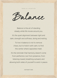 Balance Word of Intention Framed print 21x29.7 cm / 8x12" Wood frame Linen paper