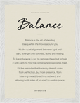 Balance Word of Intention Framed print 30x40 cm / 12x16″ White frame Linen paper