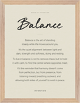 Balance Word of Intention Framed print 30x40 cm / 12x16″ Wood frame Linen paper