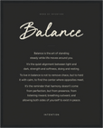 Balance Word of Intention Framed print 40x50 cm / 16x20″ Black frame Carbon paper