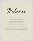 Balance Word of Intention Framed print 40x50 cm / 16x20″ White frame Linen paper