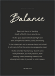 Balance Word of Intention Framed print 50x70 cm / 20x28″ Black frame Carbon paper