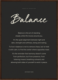 Balance Word of Intention Framed print 50x70 cm / 20x28″ Dark wood frame Carbon paper