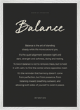 Balance Word of Intention Framed print 50x70 cm / 20x28″ White frame Carbon paper