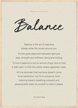 Balance Word of Intention Framed print 50x70 cm / 20x28″ Wood frame Linen paper