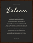 Balance Word of Intention Framed print 60x80 cm / 24x32″ Dark wood frame Carbon paper