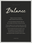 Balance Word of Intention Framed print 60x80 cm / 24x32″ White frame Carbon paper