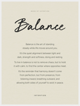 Balance Word of Intention Framed print 60x80 cm / 24x32″ White frame Linen paper