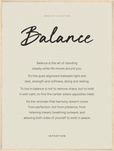 Balance Word of Intention Framed print 60x80 cm / 24x32″ Wood frame Linen paper