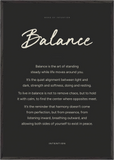 Balance Word of Intention Framed print 70x100 cm / 28x40″ Black frame Carbon paper