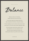 Balance Word of Intention Framed print 70x100 cm / 28x40″ Black frame Linen paper