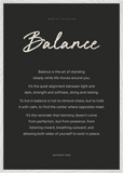 Balance Word of Intention Framed print 70x100 cm / 28x40″ White frame Carbon paper