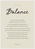 Balance Word of Intention Framed print 70x100 cm / 28x40″ White frame Linen paper