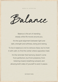 Balance Word of Intention Framed print 70x100 cm / 28x40″ Wood frame Linen paper