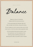 Balance Word of Intention Framed print 70x100 cm / 28x40″ Wood frame Linen paper