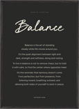 Balance Word of Intention Framed print A1 (59.4 x 84.1 cm) Black frame Carbon paper