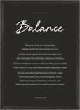 Balance Word of Intention Framed print A2 (42 x 59.4 cm) Black frame Carbon paper