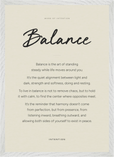 Balance Word of Intention Framed print A2 (42 x 59.4 cm) White frame Linen paper