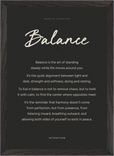 Balance Word of Intention Framed print A3 (29.7 x 42 cm) Black frame Carbon paper
