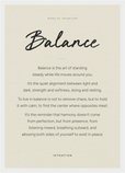 Balance Word of Intention Framed print A3 (29.7 x 42 cm) White frame Linen paper