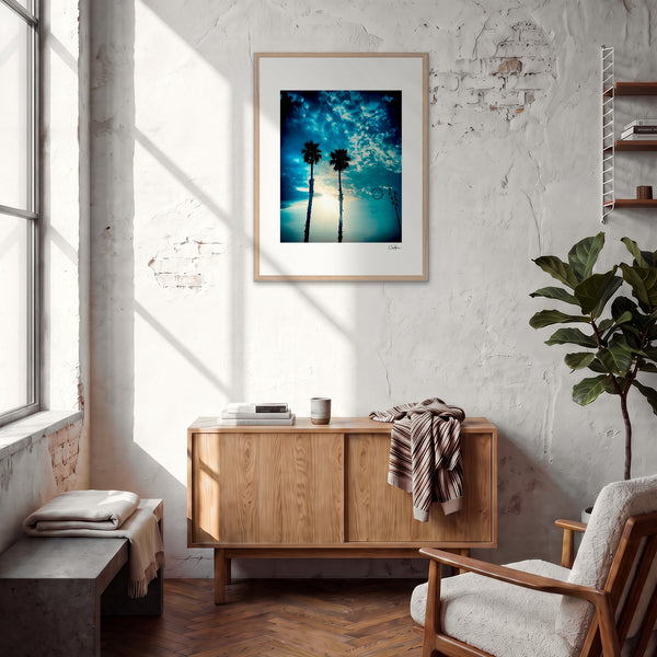 Bubbles and Sky Sticks Framed print 60x80 cm / 24x32″ Wood frame in interior