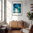 Bubbles and Sky Sticks Framed print 70x100 cm / 28x40″ Black frame in interior