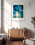 Bubbles and Sky Sticks Framed print 70x100 cm / 28x40″ Wood frame in interior