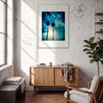 Bubbles and Sky Sticks Framed print 70x100 cm / 28x40″ Wood frame in interior