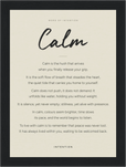 Calm Word of Intention Framed print 13x18 cm / 5x7″ Black frame Linen paper