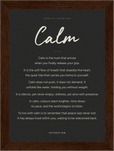 Calm Word of Intention Framed print 13x18 cm / 5x7″ Dark wood frame Carbon paper
