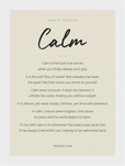 Calm Word of Intention Framed print 13x18 cm / 5x7″ White frame Linen paper