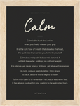 Calm Word of Intention Framed print 13x18 cm / 5x7″ Wood frame Carbon paper