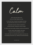 Calm Word of Intention Framed print 21x29.7 cm / 8x12" White frame Carbon paper