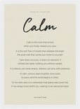 Calm Word of Intention Framed print 21x29.7 cm / 8x12" White frame Linen paper